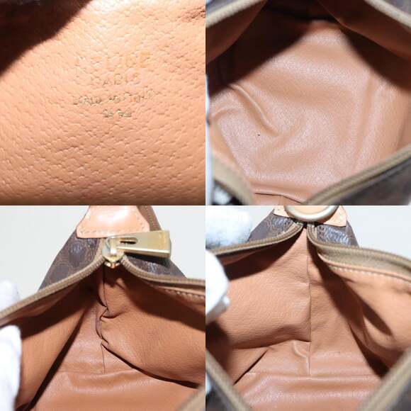 CELINE Macadam Canvas Hand Bag Pvc Leather Gold Brown - Picture 11 of 11